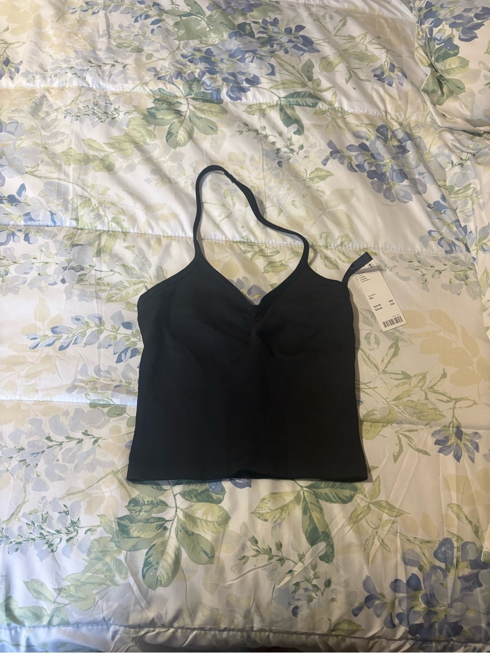 Urban outfitters Black Ribbed V-Neck halter top